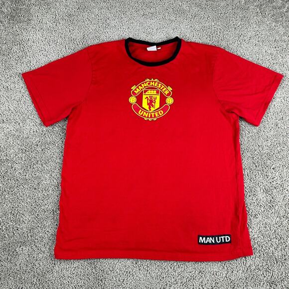 Manchester United Shirt Mens Large Red Yellow Soccer Futbol Official Product - Picture 1 of 11